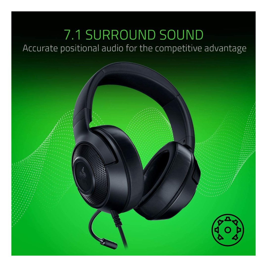 Razer Kraken X Lite Ultralight Gaming Headset: 7.1 Surround Sound - GPC Headset Gamers Point 26.000 