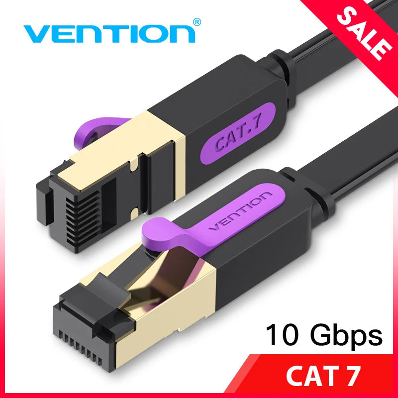 Vention Ethernet Cable Cat 7 Lan Cable STP RJ45 Network Cable for Compatible Patch Cord for Computer Router Laptop Flat-Wire 20M - bahrain CAT CABLE Gamers Point 12.000 3M