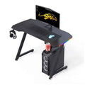 ACE Z-Shaped 1.2m Gaming Desk: LED, Cup Holder, Headset Hook