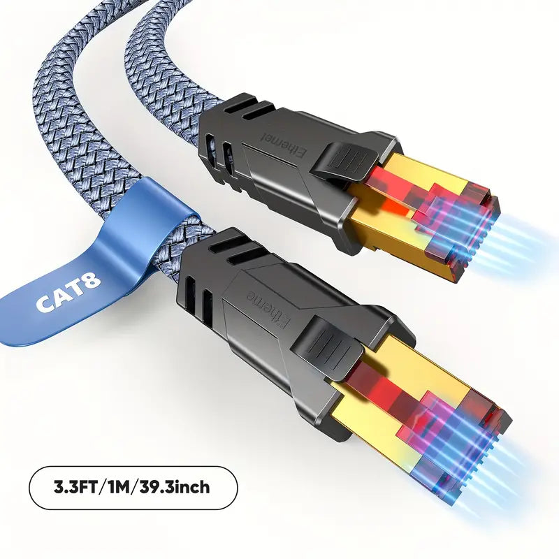 Cat 8 Ethernet Cable, Flat High Speed Ethernet Cable, 40Gbps, 2000Mhz Cables & Interconnects Gamers Point 15.000 