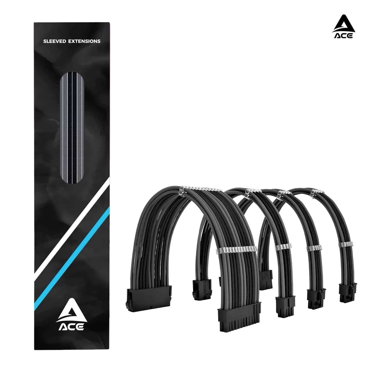 ACE Sleeved Extension Cables Nylon Braided 16AWG 30cm Set