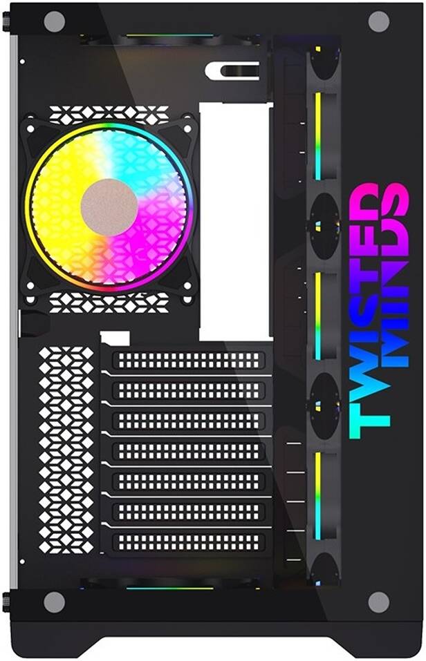 Twisted Minds Bullet-07 Mid Tempered Glass Mid Tower ATX Gaming PC Case, Pre Installed 4x 120mm ARGB Fans, Up to 360mm AIO, 3.5″ HDD* 2 + 2.5″ SSD* 2