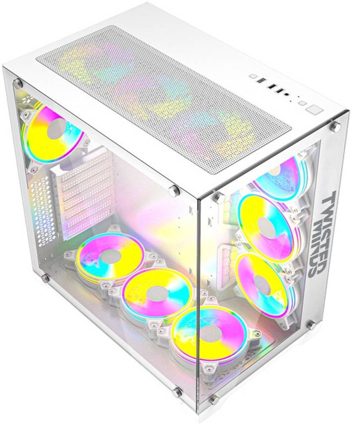 Twisted Minds Bullet-07 Mid Tempered Glass Mid Tower ATX Gaming PC Case, Pre Installed 4x 120mm ARGB Fans, Up to 360mm AIO, 3.5″ HDD* 2+2.5″ SSD* 2 Dr Twisted Minds case  Gamers Point