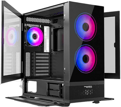 Twisted Minds Minimalist - 04 Mid-Tower E-ATX Gaming PC Case, Tempered Glass + Mesh Panels, Ample Cooling, Pre-installed 4*120mm ARGB Fans, bahain