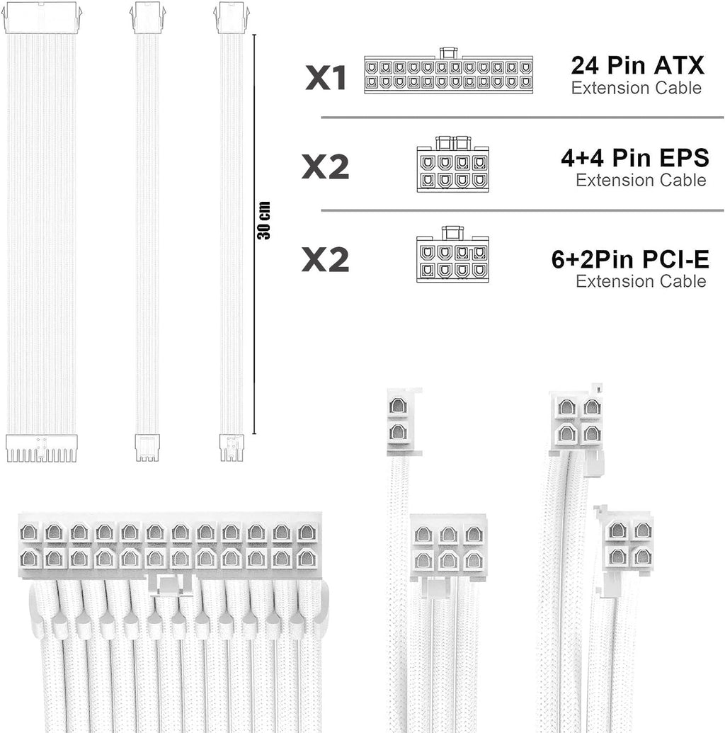 ACE Sleeved PSU Extension Cable Kit 24-pin 12VHPWR 30cm