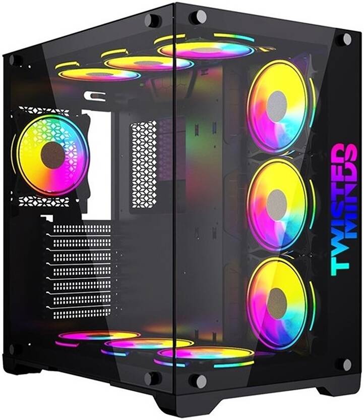 Twisted Minds Bullet-07 Mid Tempered Glass Mid Tower ATX Gaming PC Case, Pre Installed 4x 120mm ARGB Fans, Up to 360mm AIO, 3.5″ HDD* 2 + 2.5″ SSD* 2 Twisted Minds case  Gamers Point