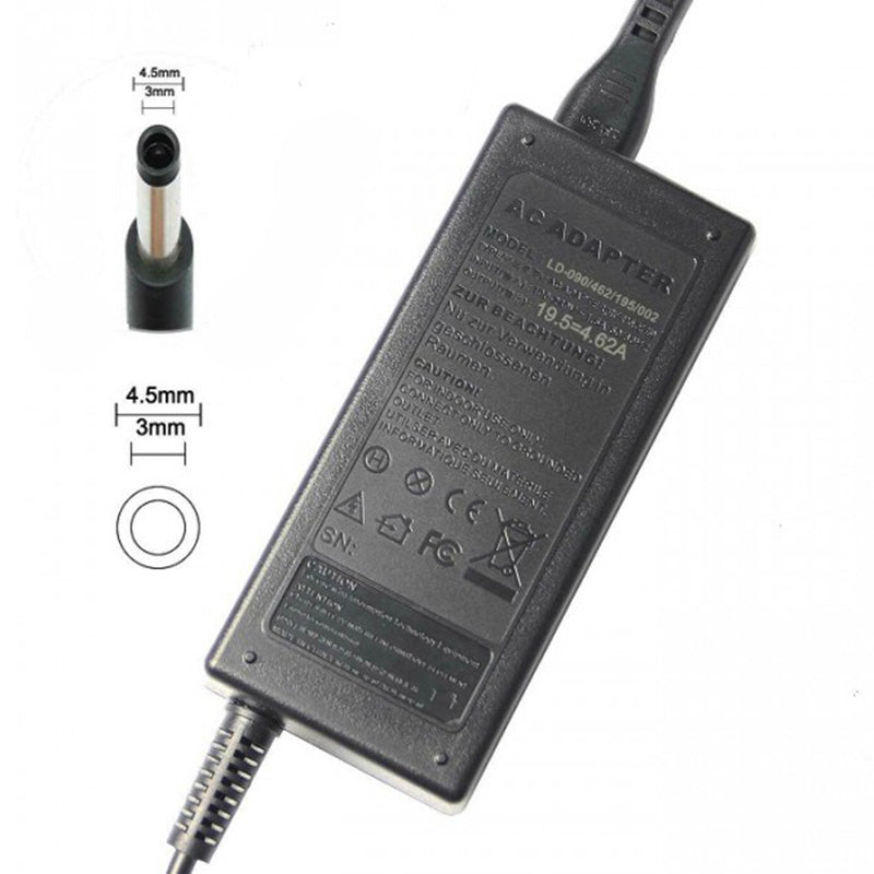 Compatible 90W charger for Dell XPS — 19.5V 4.62A, 4.5 × 3.0mm connector — reference image