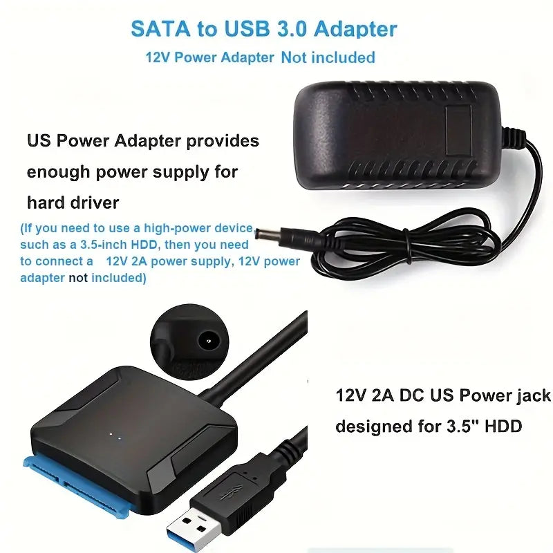 SATA To USB 3.0 Adapter Cable External Hard Drive Adapter Convert Support 6.35cm 8.89cm SSD HDD Data Transfer, Support UASP. Cables & Interconnects Gamers Point 9.000 