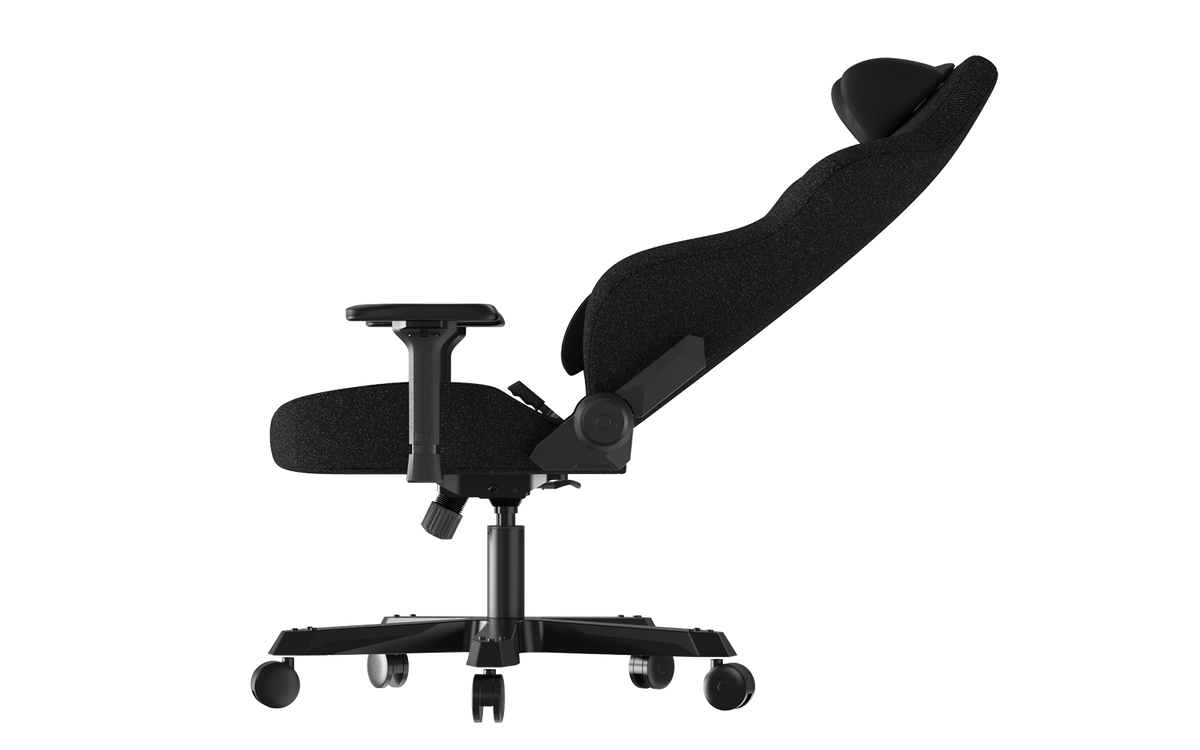 DXRacer TANK XXL woven fabric gaming chair - Black - reclined side view