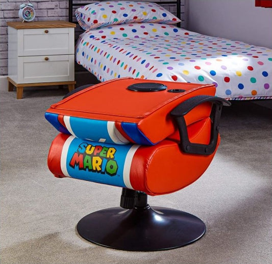 X-Rocker Nintendo Super Mario Pedestal Folding Chair with 2.1 Audio Built-In Mario Gaming Chair | 2020108