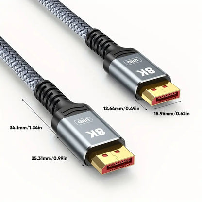 VESA Certified DisplayPort Cable 1.4, 8K DP Cable 201.17cm (8K@60Hz, 4K@144Hz, 2K@240Hz) HBR3 Support 32.4Gbps, HDCP 2.2, HDR10 FreeSync G-Sync For Gaming Monitor 3090 Graphics PC (Grey) (100.58cm/201.17cm/3.05meter) Cables & Interconnects Gamers Point 9.000 