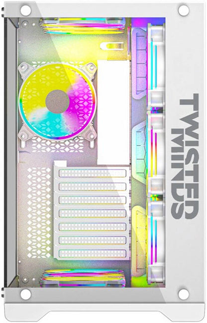 Twisted Minds Bullet-07 Mid Tempered Glass Mid Tower ATX Gaming PC Case, Pre Installed 4x 120mm ARGB Fans, Up to 360mm AIO, 3.5″ HDD* 2+2.5″ SSD* 2 Dr