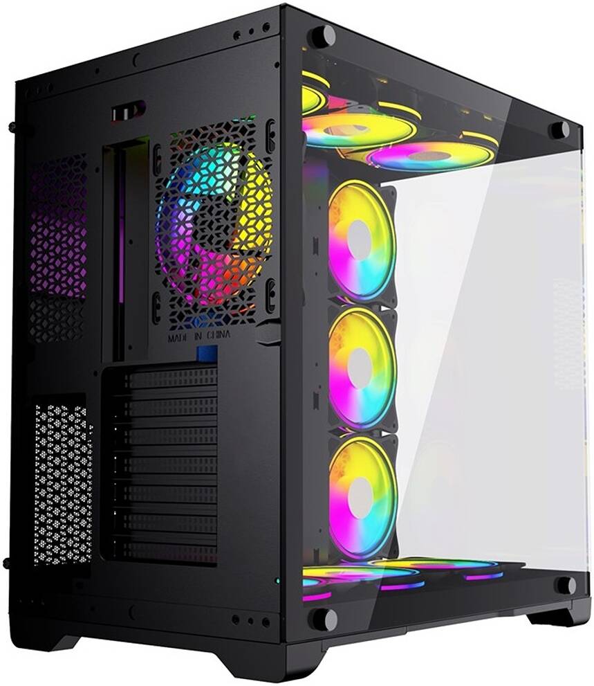 Twisted Minds Bullet-07 Mid Tempered Glass Mid Tower ATX Gaming PC Case, Pre Installed 4x 120mm ARGB Fans, Up to 360mm AIO, 3.5″ HDD* 2 + 2.5″ SSD* 2