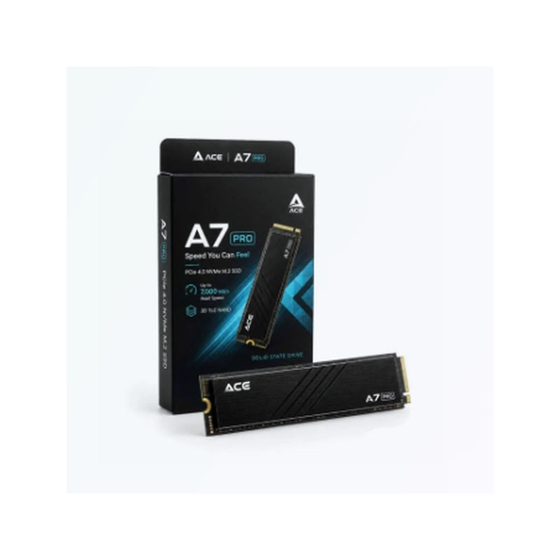 ACE A7 Pro 2TB PCIe 4.0 NVMe M.2 SSD packaging and drive