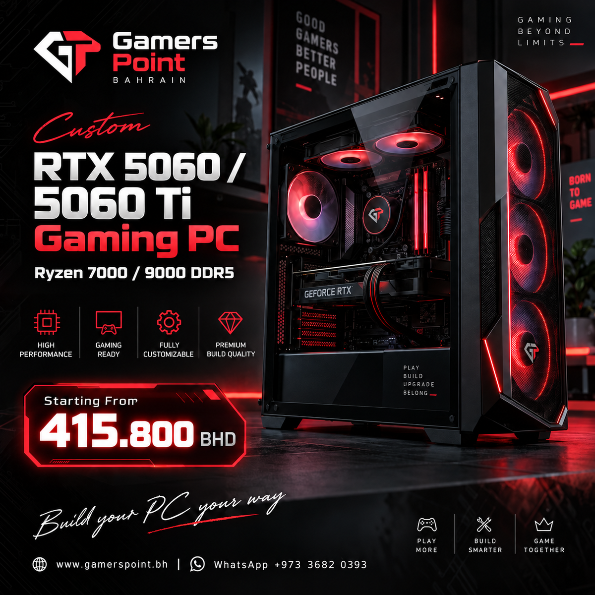 Gamers Point Custom RTX 5060 / 5060 Ti Gaming PC - Ryzen 7000 9000 DDR5