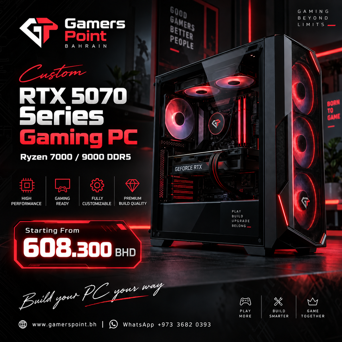 Gamers Point Custom RTX 5070 Series Gaming PC - Ryzen 7000 9000 DDR5