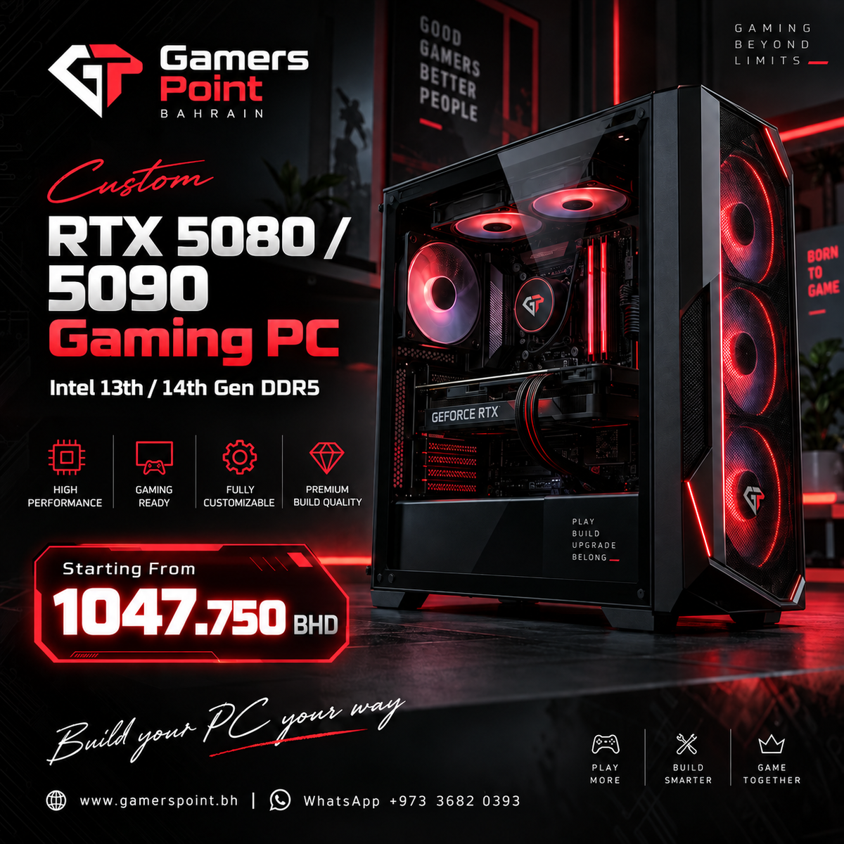 Gamers Point Custom RTX 5080 / 5090 Gaming PC - Intel 13th 14th Gen DDR5