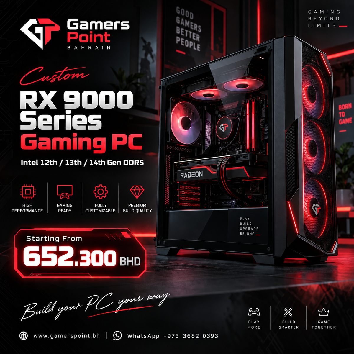 Gamers Point Custom RX 9000 Series Gaming PC - Intel 12th 13th 14th Gen DDR5