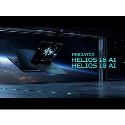 Acer Predator Helios 18 AI PH18-73 Black — official Acer chassis image; regional configuration and keyboard may vary.