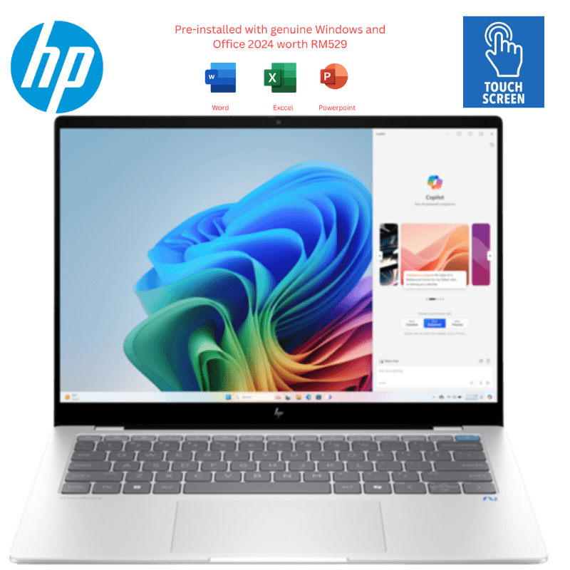 HP OmniBook X 14-fe1013QU 14″ 2.2K Laptop Glacier Silver ( Snapdragon X Plus, 16GB, 512GB SSD, Qualcomm, W11, HS+M365 ) (supplier reference; image rights pending)