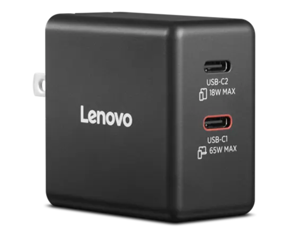 Lenovo 65W Dual USB-C GaN power adapter G0A6065BUS — manufacturer model reference