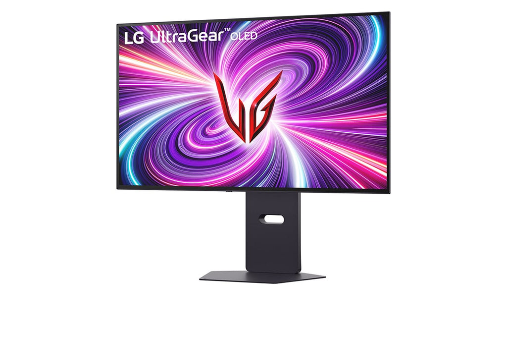 LG UltraGear 32GS95UV-B OLED gaming monitor angled view