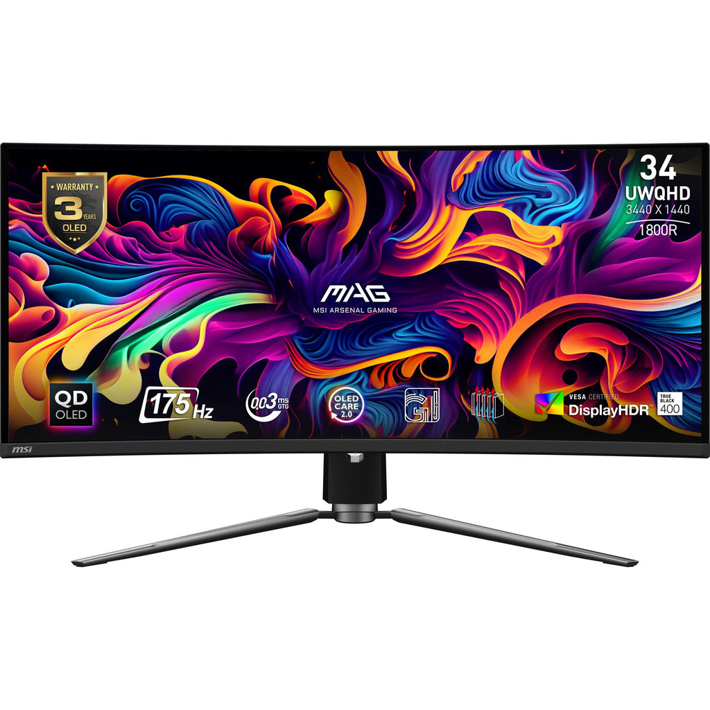 MSI MAG 341CQP QD-OLED 34-inch UWQHD 175Hz curved gaming monitor front view