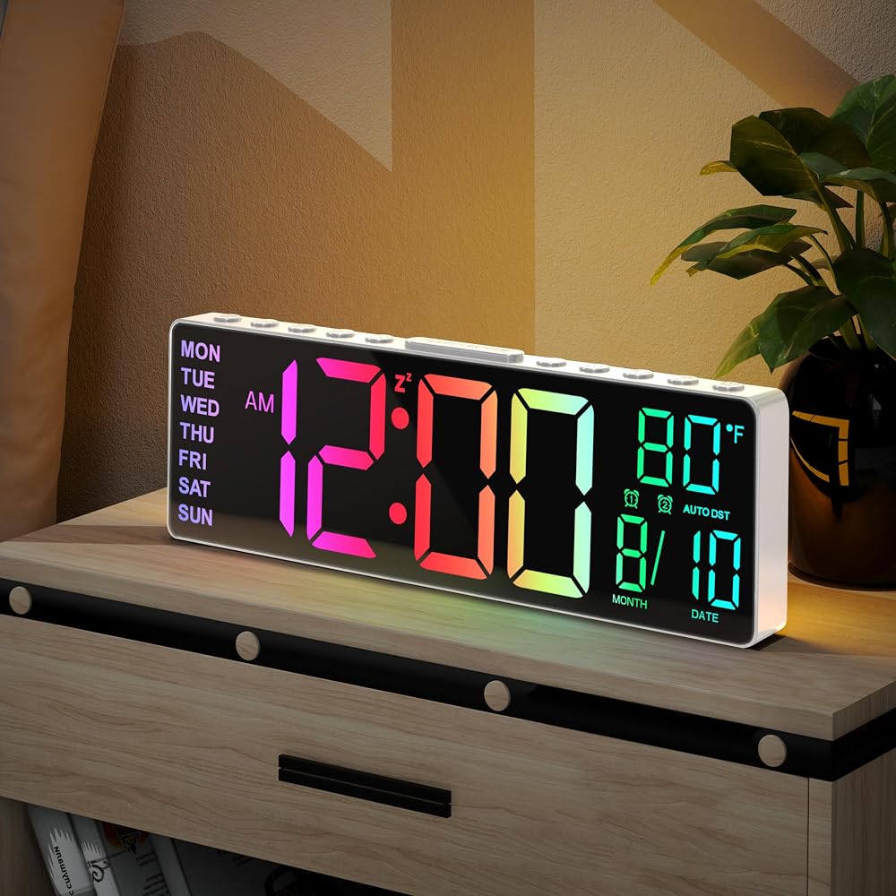 Setup RGB LED Digital Alarm Clock with Large Display – Gamers Point Bahrain