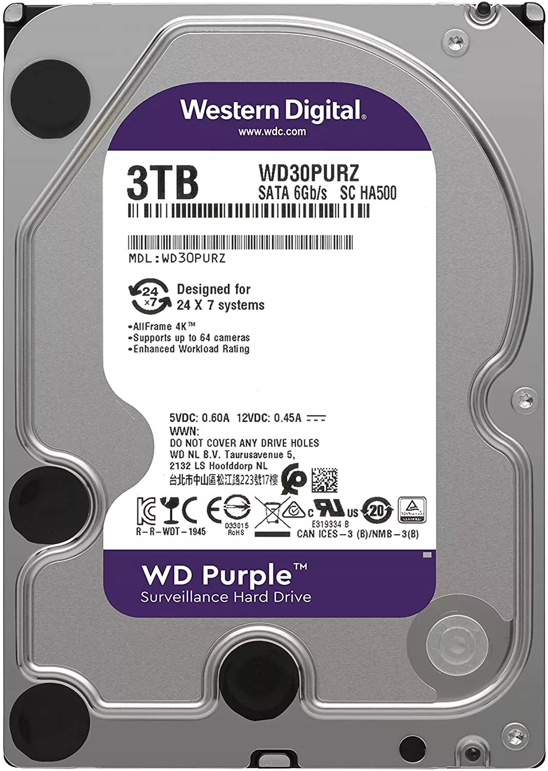 WD Purple 3TB Internal Hard Drive 256MB 5400 RPM Surveillance HDD 3.5" WD33PURZ WESTERN DIGITAL HARD DRIVE  Gamers Point