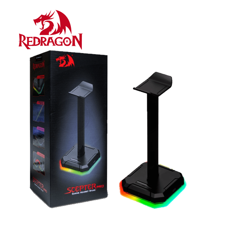 Redragon HA300 Scepter Pro Headset Stand RGB Backlit Gaming Headphone Stand with Supporting Bar STAND Gamers Point 11.000 