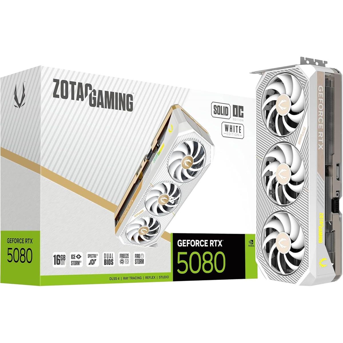 ZOTAC GAMING GeForce RTX 5080 SOLID OC White 16GB GDDR7 - Gamers Point Bahrain