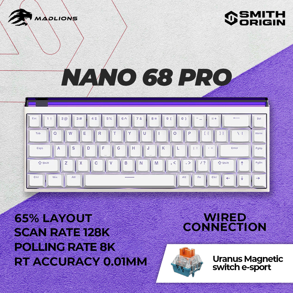 Madlions Nano68 Pro Magnetic Gaming Keyboard White
