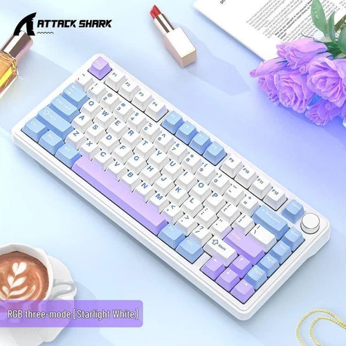 Attack Shark X85 RGB Tri-Mode Gaming Keyboard Lavender Blue
