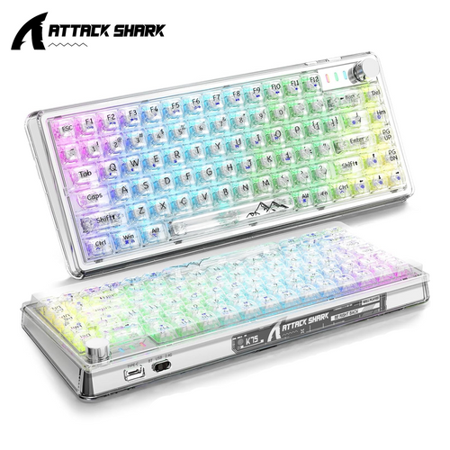 Attack Shark K75 81-Key RGB Transparent Wireless Gaming Keyboard White