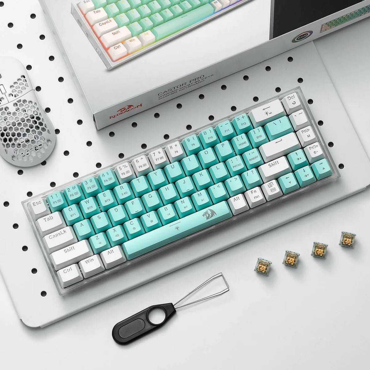 Redragon Castor Pro K631RGB-PRO-GW Wireless Mechanical Keyboard White Mint