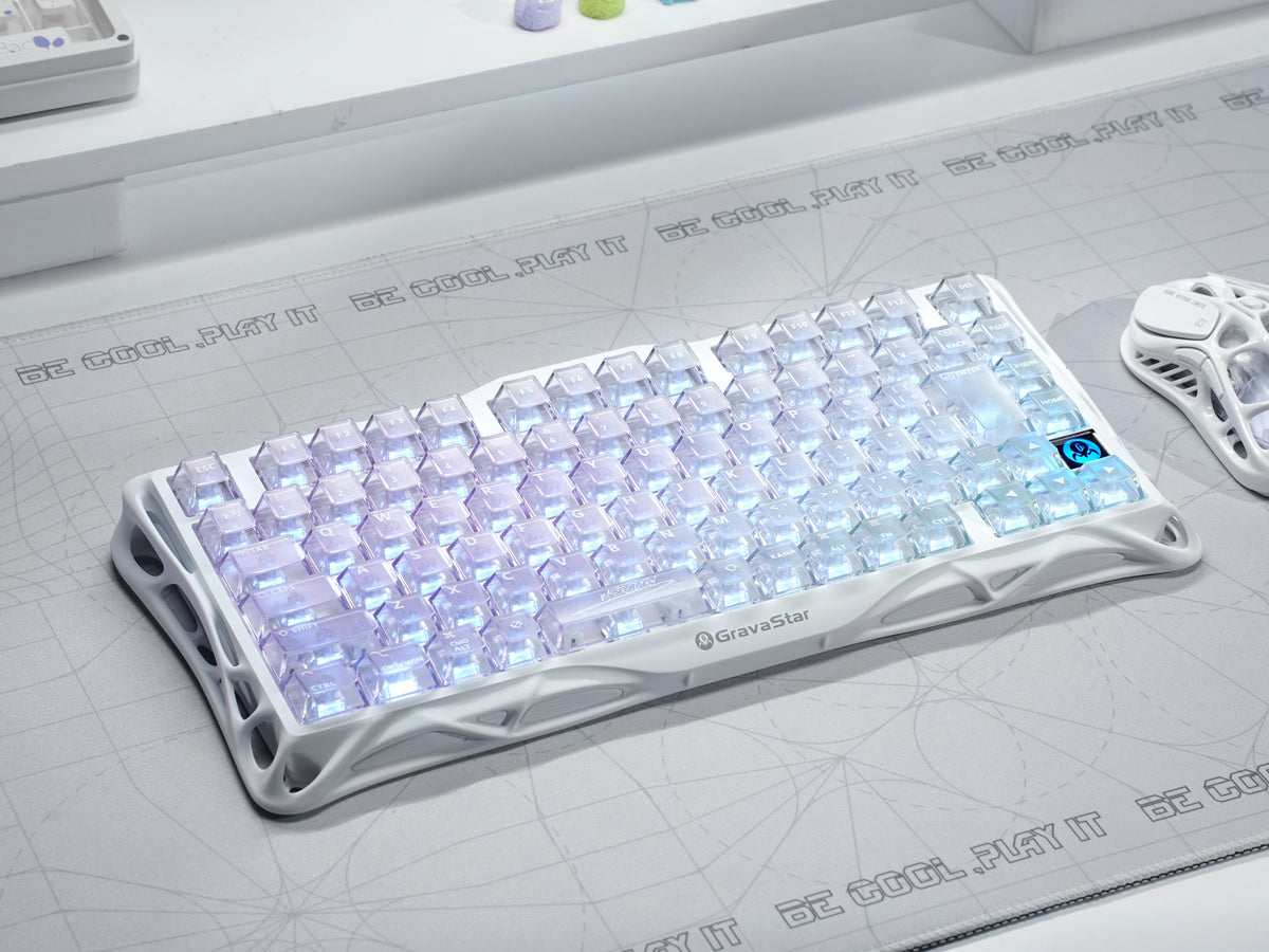 GravaStar Mercury K1 Lite Crystal Aurora White Gaming Keyboard