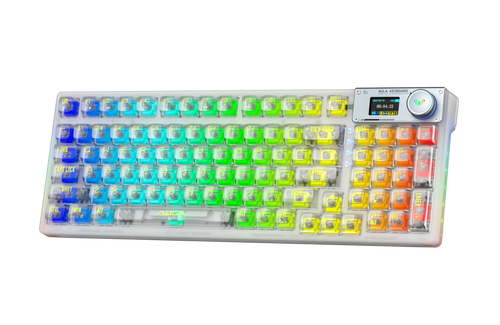 AULA F98 Pro Wireless Mechanical Keyboard Crystal Switch Transparent Keycaps White