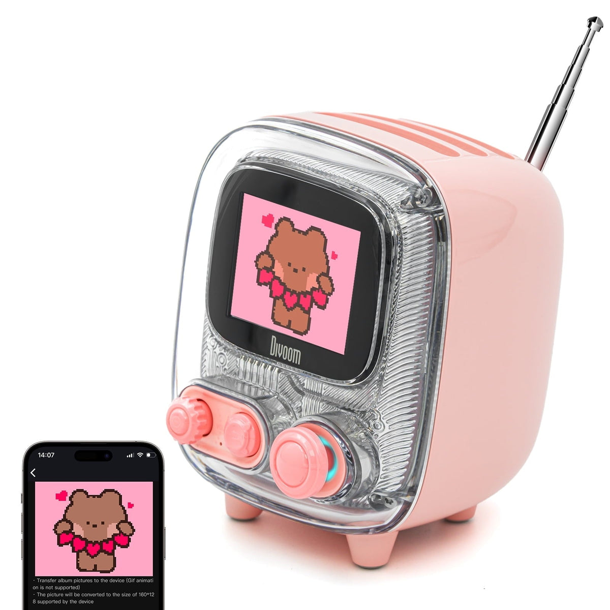 Divoom Tiivoo 2 Photo Album Lyrics Bluetooth Mini Speaker Pink