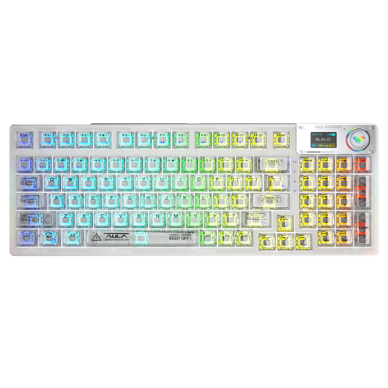 AULA F98 Pro V3 Wireless Mechanical Keyboard White Transparent