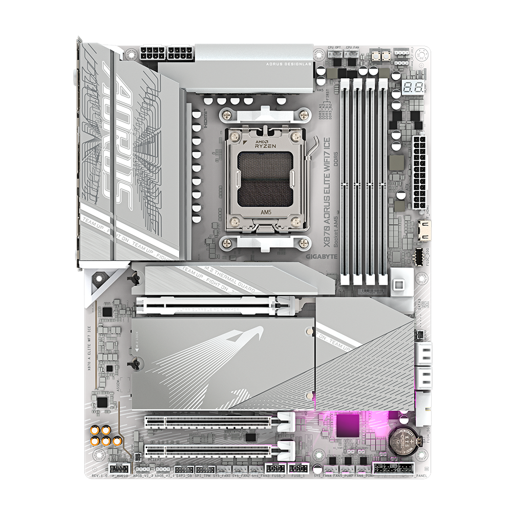Gigabyte X870 AORUS Elite WIFI7 ICE AM5 DDR5 ATX Motherboard White