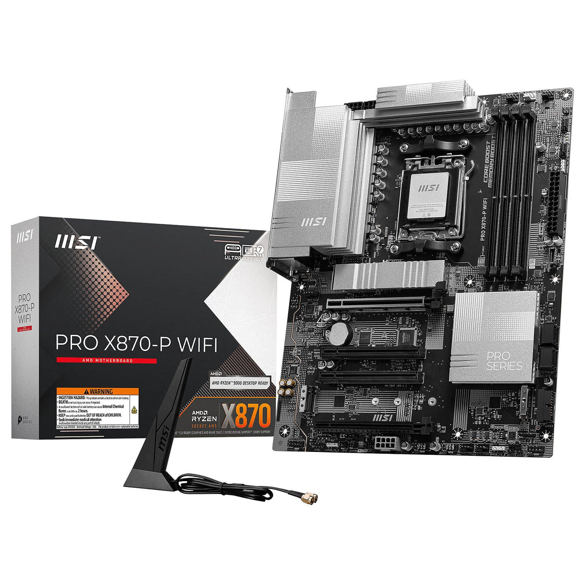 MSI PRO X870-P WIFI AM5 DDR5 ATX Motherboard Black Silver
