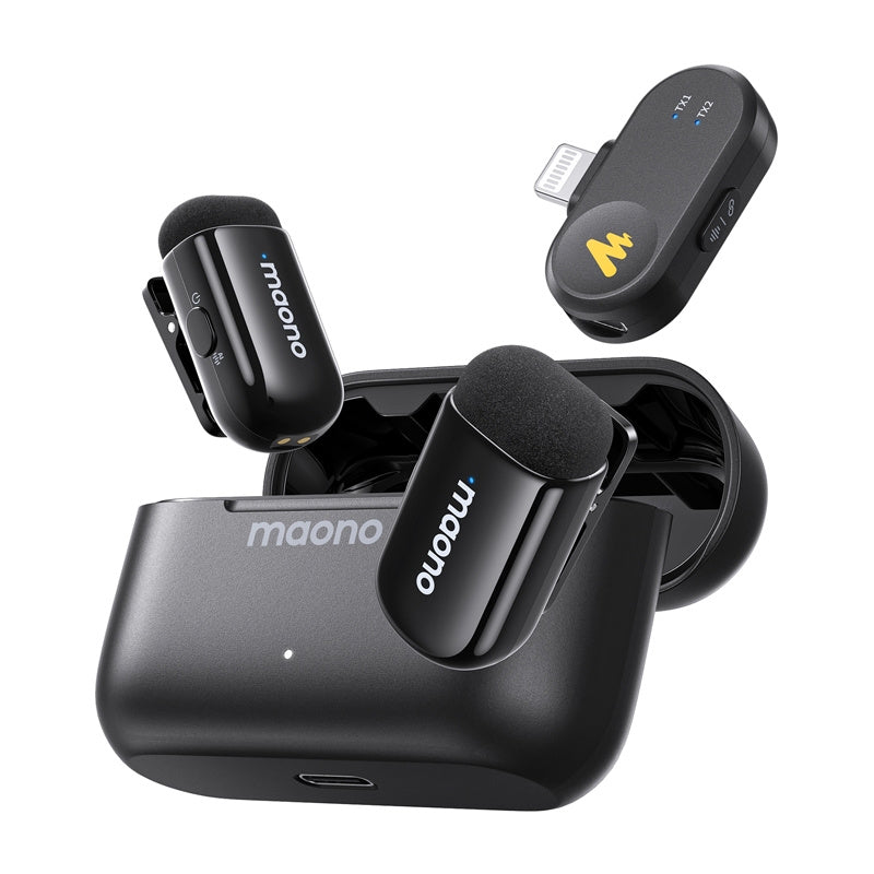 MAONO Wireless Lavalier Microphone for iPhone and iPad Black
