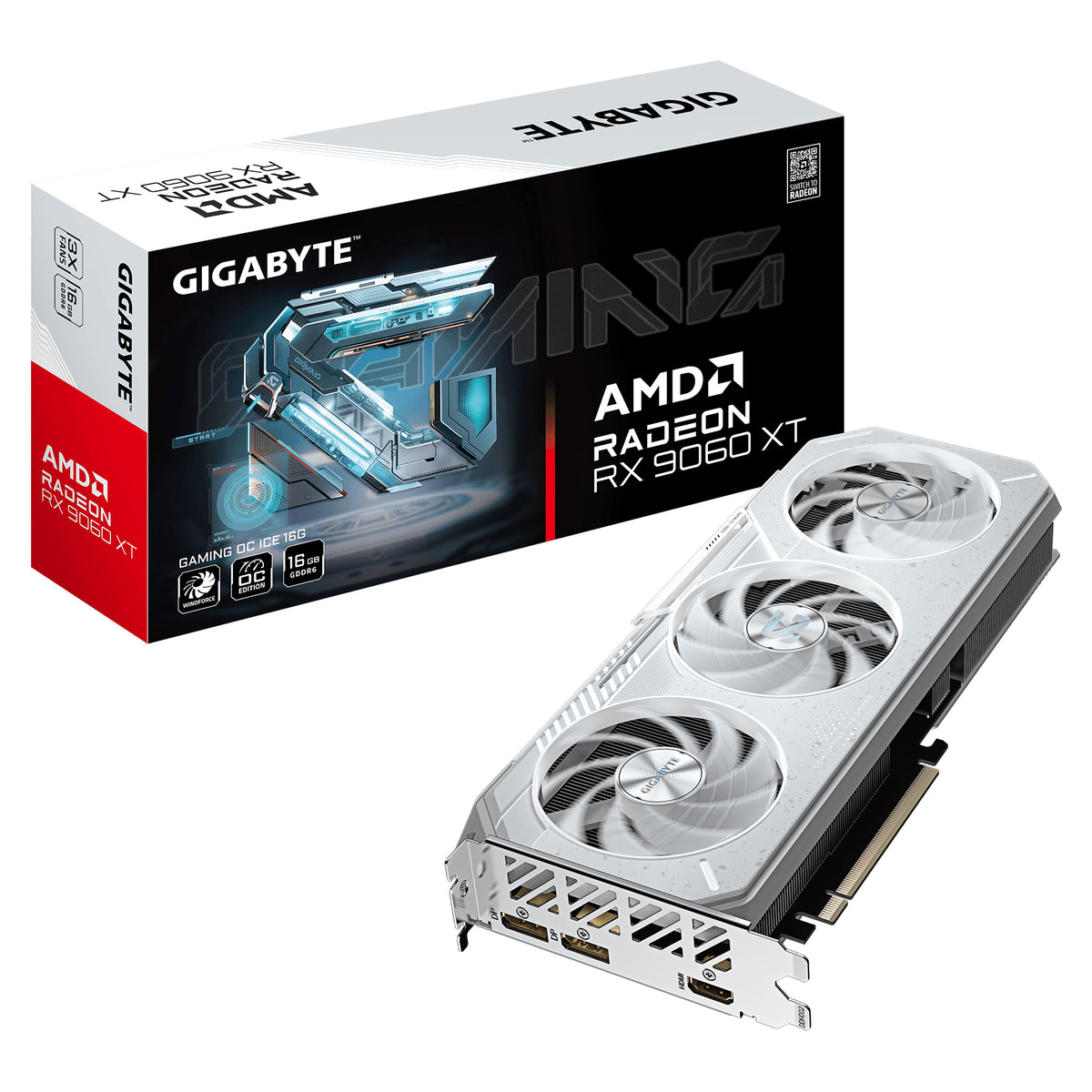 GIGABYTE Radeon RX 9060 XT GAMING OC ICE 16GB GDDR6 - White