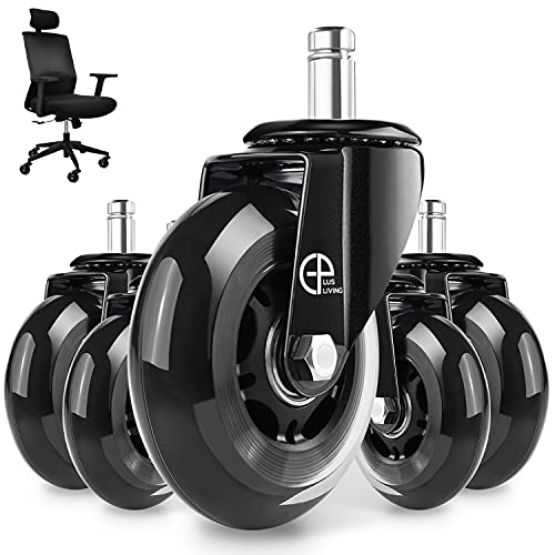 Heavy-Duty Silent PU Chair Caster Wheels - Set of 5