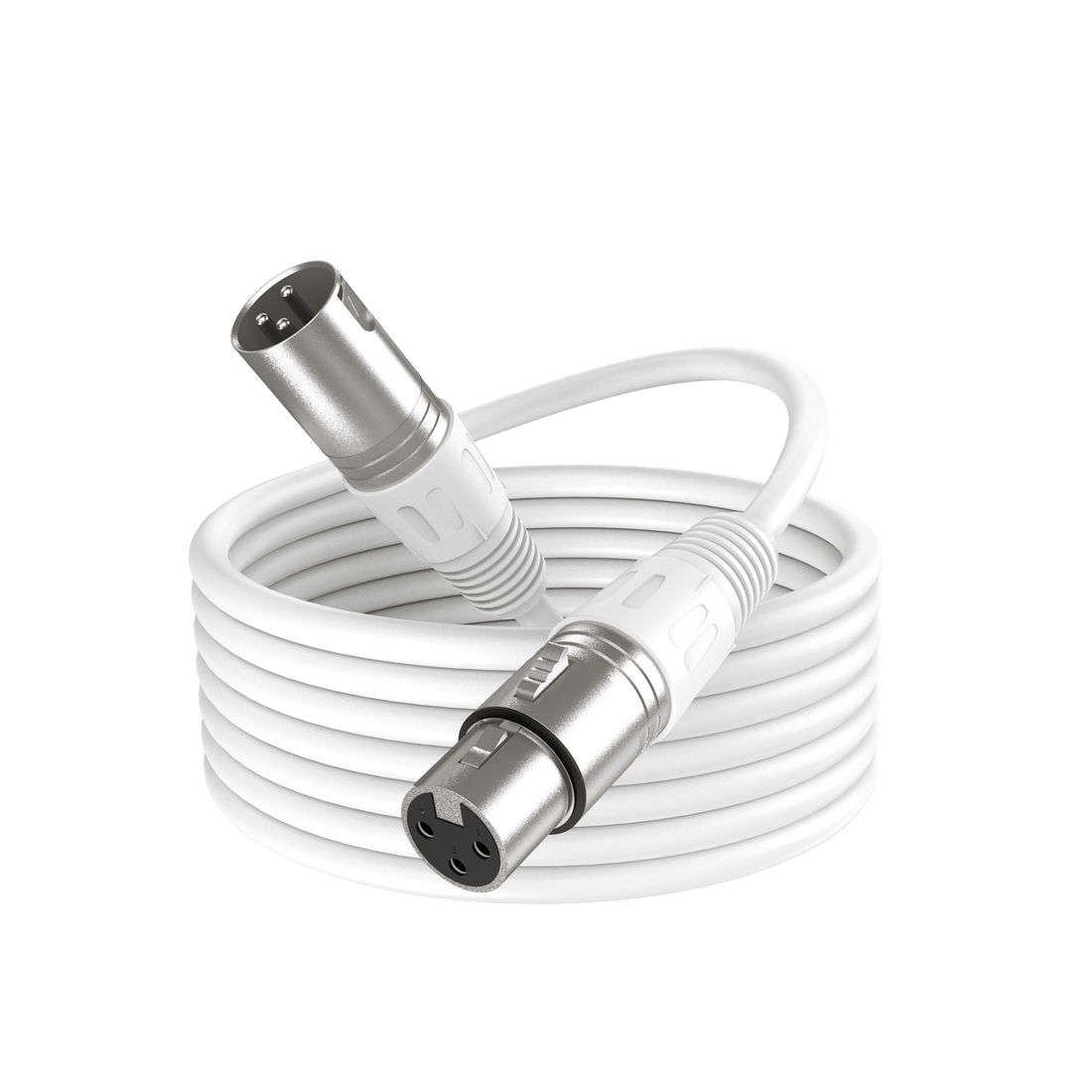 XLR 3-Pin Male to Female Cable - White - 2 Meter