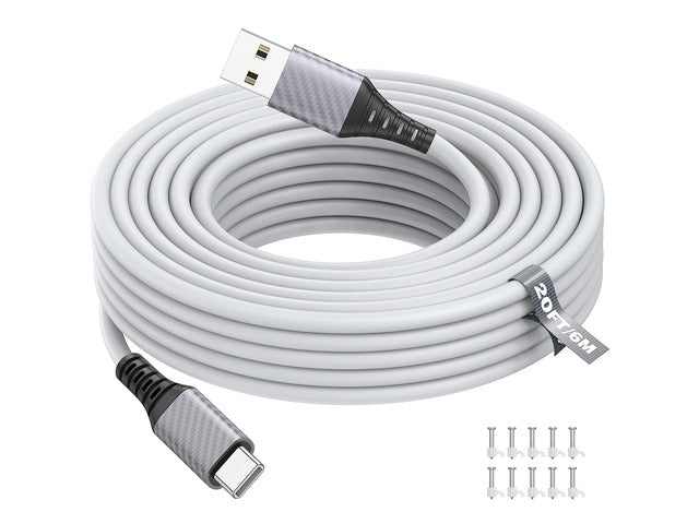 6 Meter USB Type-C to USB-A Fast Charging Cable - White