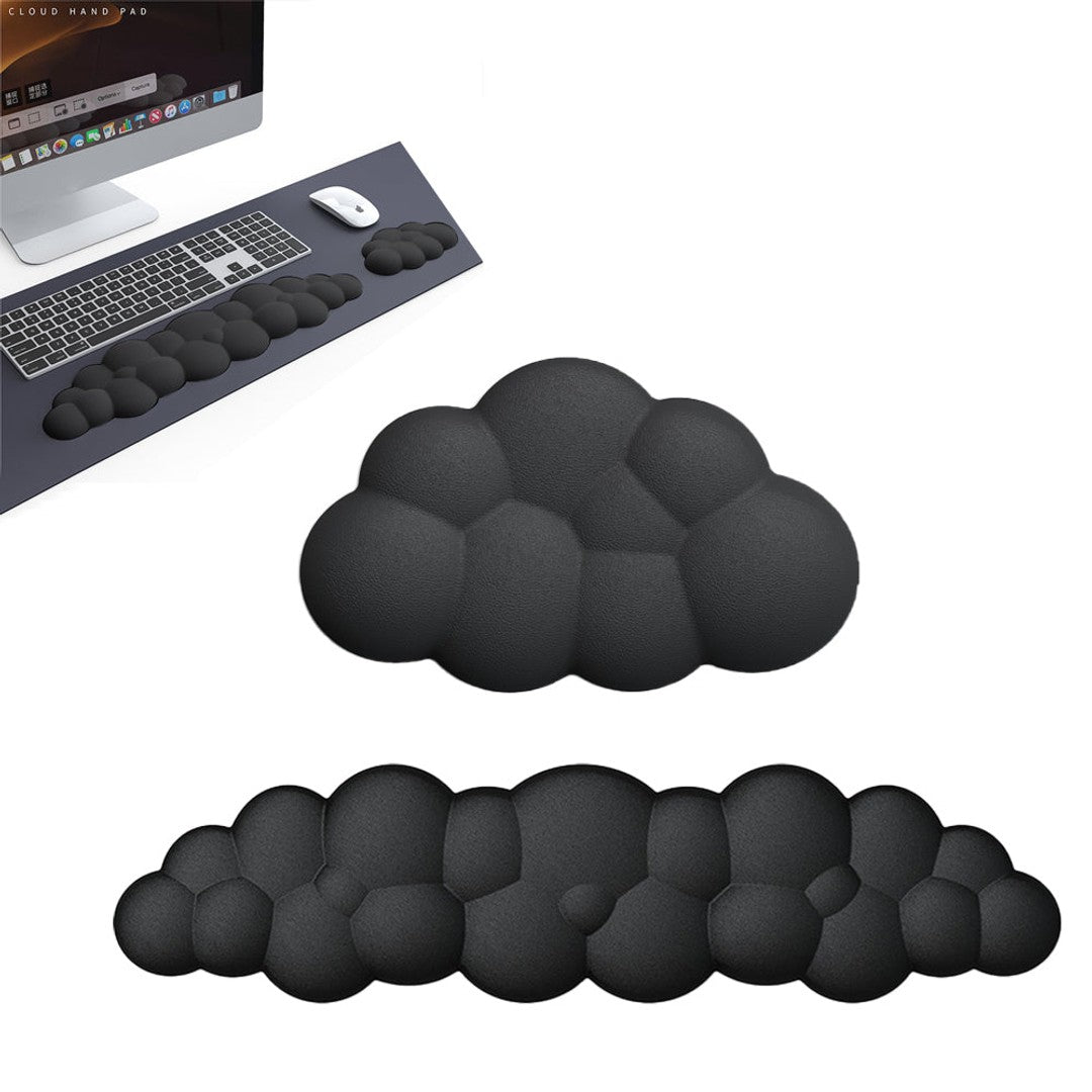Cloud Wrist Rest Keyboard Memory Foam Support 2-Piece - Black