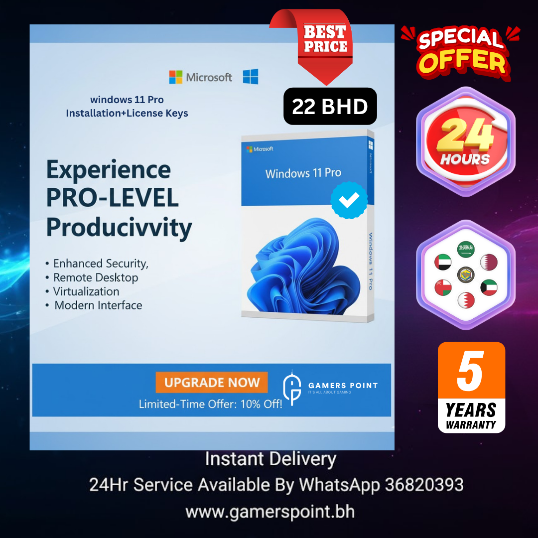Windows 11 Pro | Installation + License Key (Instant Delivery) | ويندوز 11 برو | تركيب + مفتاح التفعيل (توصيل فوري)