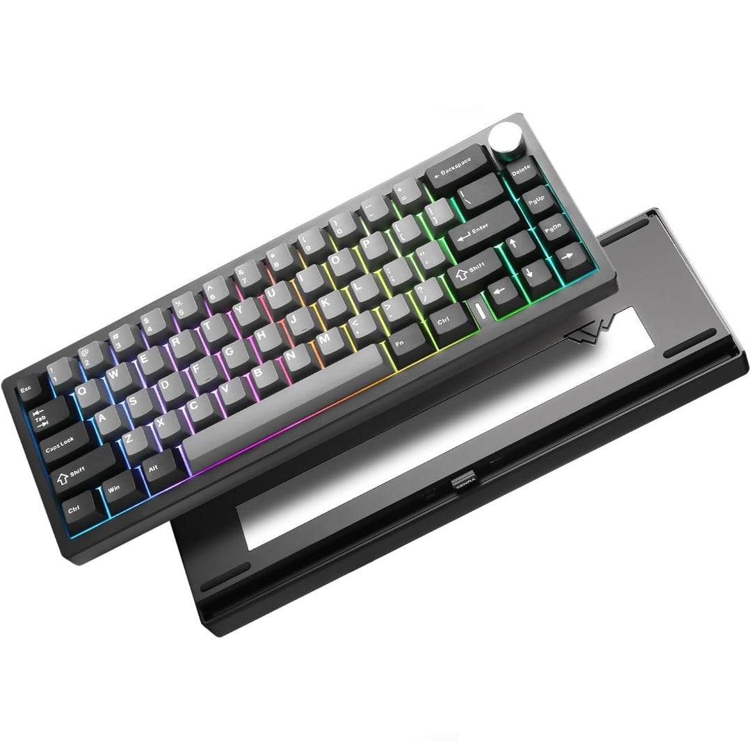 YUNZII AL68 Aluminum Wireless Mechanical Keyboard Cocoa Cream V2 Switch - Black